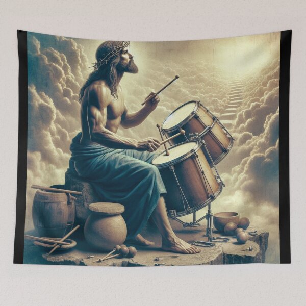 Item preview, "JESUS DRUMMER" : Cute Jesus Playing Drums designed and sold by Obinne.