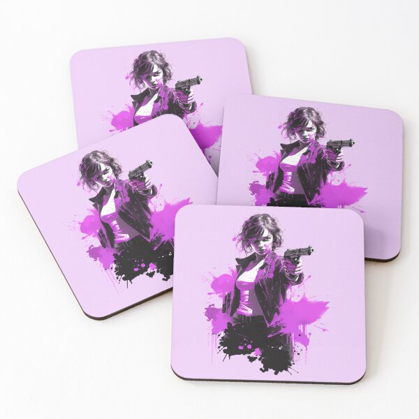 Item preview, Powerful girl with hand gun in purple designed and sold by OdinsBigBeard.