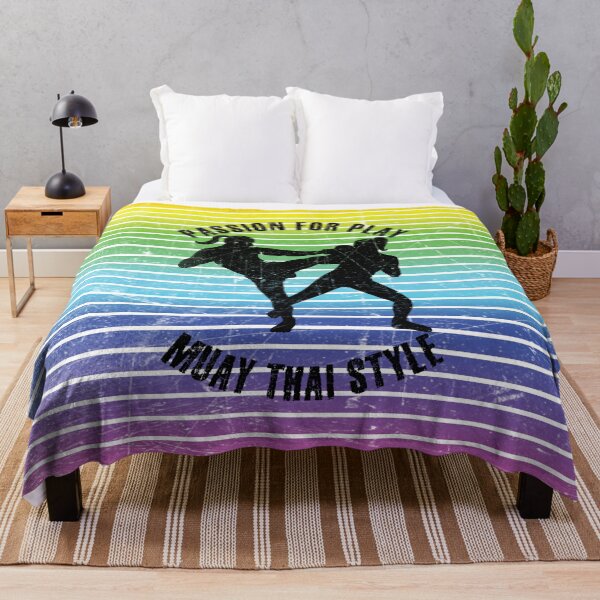 Item preview, Black silhouette of women training muay thai against the background of rainbow stripes designed and sold by HarridanCreates.