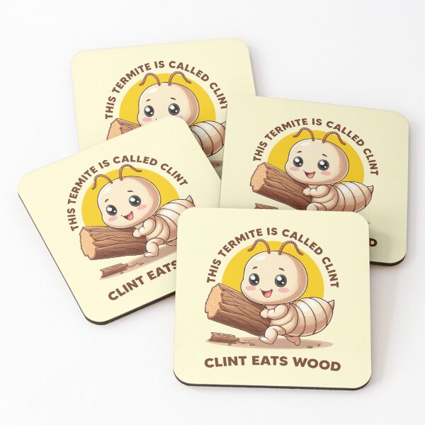 Item preview, Clint eats wood - funny termite character (on light colors) designed and sold by messy-nessie.