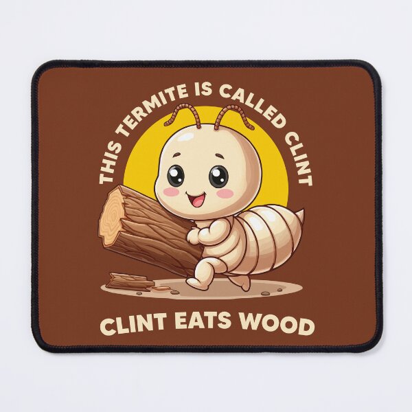 Item preview, Clint eats wood - funny termite character (on dark colors) designed and sold by messy-nessie.