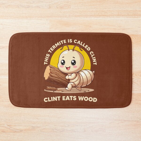 Item preview, Clint eats wood - funny termite character (on dark colors) designed and sold by messy-nessie.