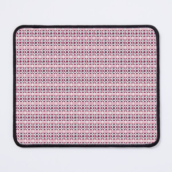 Item preview, Geometric abstract squares on motives of Mezen painting. Symbol of arable land, earth, spring, future harvest and sprouting plants. Red-black colors designed and sold by Olga Matskevich.