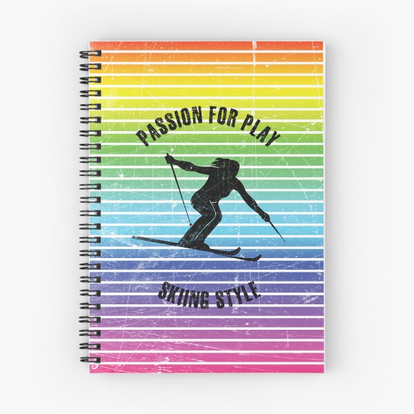 Item preview, Black silhouette of a woman skiing against the background of rainbow stripes designed and sold by HarridanCreates.
