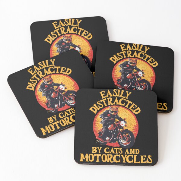 Item preview, Easily Distracted By Cats and Motorcycles designed and sold by PeelZinc.
