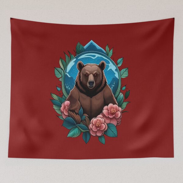 Item preview, Black Bear Surrounded by Camellia Alabama State  designed and sold by taiche.
