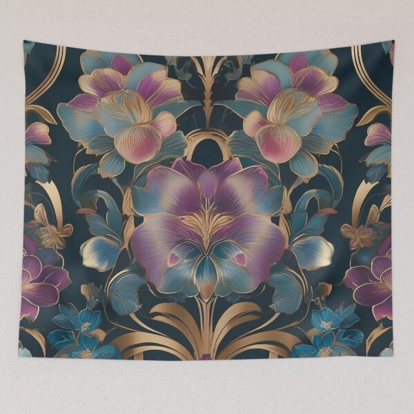 Item preview,  Art Deco Purple Gold Flower Pattern designed and sold by Tamas Das.