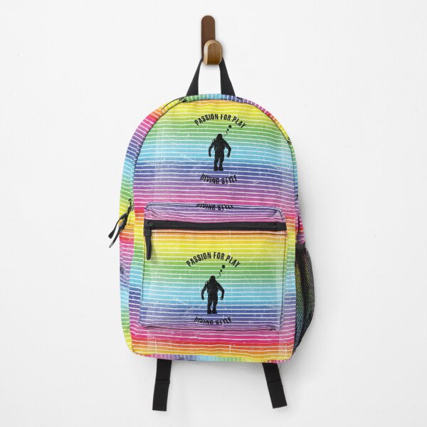 Item preview, Black silhouette of a diver against the background of rainbow stripes designed and sold by HarridanCreates.