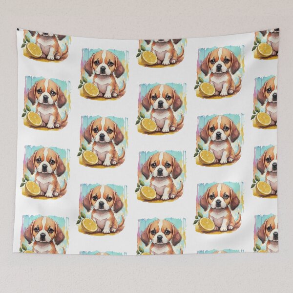 Aperçu de l'œuvre Aquarelle de chiot Beagle citron créée et vendue par Krieghorn.