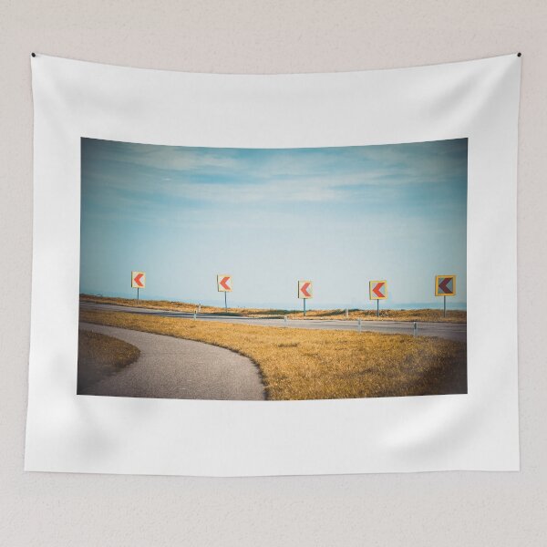 Item preview, Turn left sign on a country road designed and sold by dvoevnore.