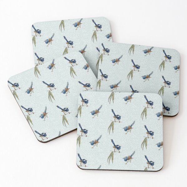Item preview, Blue wrens green pebbles designed and sold by pamfox.