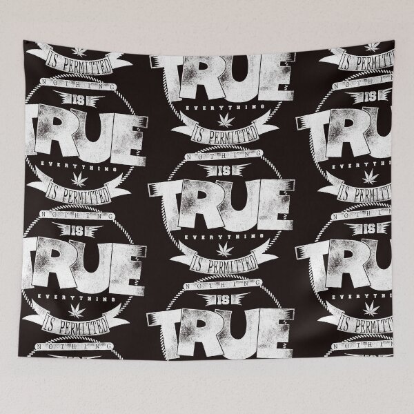 Item preview, Unleash Freedom: 'Nothing is True' Typographic Grunge Design in White designed and sold by DigitalGraphic1.