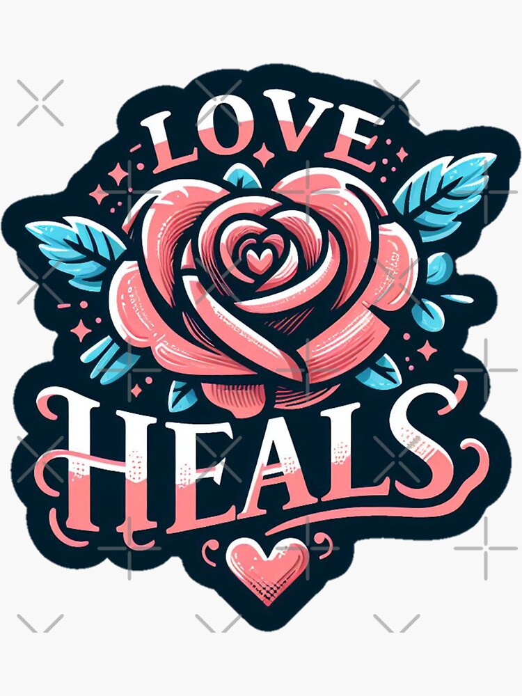 Thumbnail 3 of 3, Sticker, Love Heals designed and sold by Coollzone.