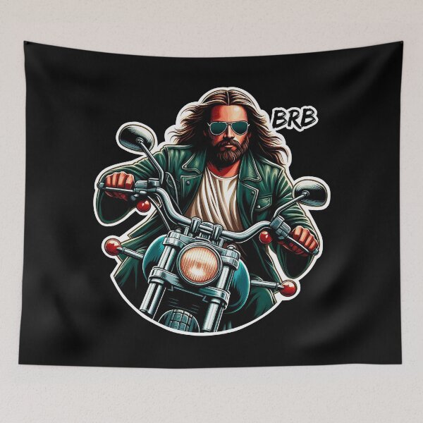 Item preview, BRB meme Jesus is coming soon Motorbike  designed and sold by plushism.