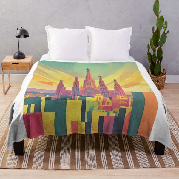 Item preview, Vintage travel poster - Minimalist Sagrada Família cathedral in retro colors designed and sold by pod24.