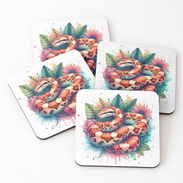 Item preview, Beautiful colorful boa constrictor with various colorful flowers and leaves in the background designed and sold by Marcoshop10.