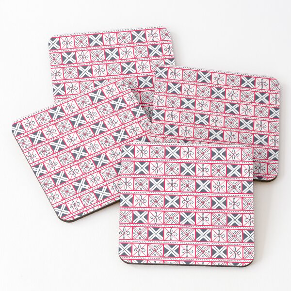 Item preview,  Geometric folklore squares on motifs of Mezen painting. Sacred geometry of Slavs Red black white colors designed and sold by Olga Matskevich.