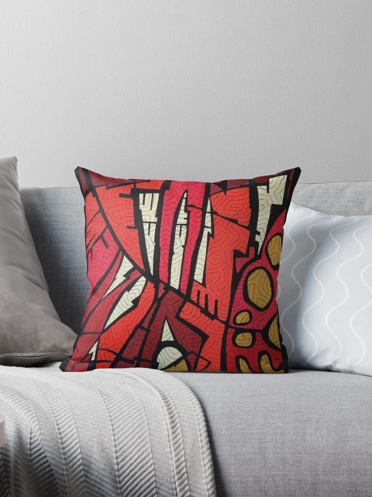 Aperçu 1 sur 4. Coussin avec l'œuvre Métropolis - Rouges créée et vendue par Art Nuvò.