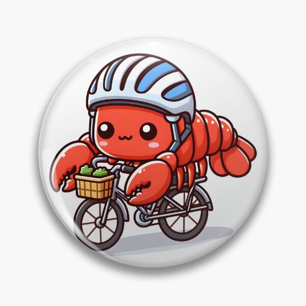Item preview, Kawaii Lobster Wearing A Helmet Riding A Bicycle designed and sold by CanvasCutie.