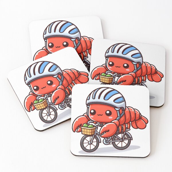 Item preview, Kawaii Lobster Wearing A Helmet Riding A Bicycle designed and sold by CanvasCutie.