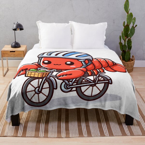 Item preview, Kawaii Lobster Wearing A Helmet Riding A Bicycle designed and sold by CanvasCutie.