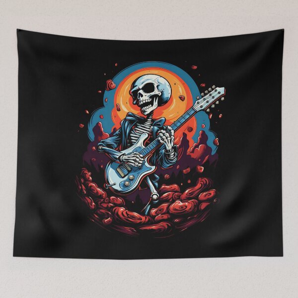 Item preview, Skeleton guitarist rock music designed and sold by DerSenat.