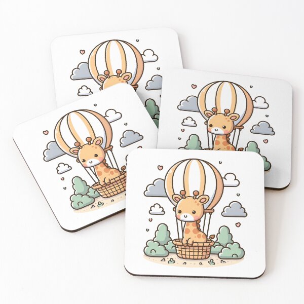 Item preview, Kawaii Giraffe In A Hot Air Balloon designed and sold by CanvasCutie.