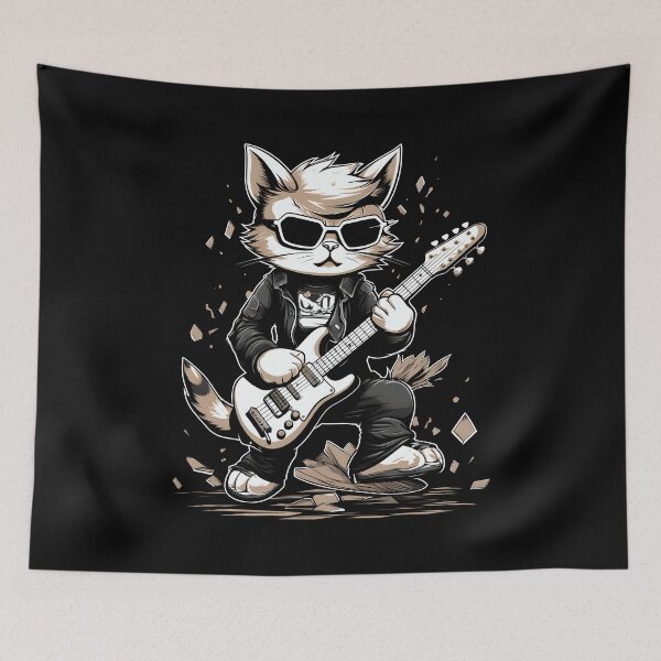 Item preview, Cat rock music guitarist designed and sold by DerSenat.