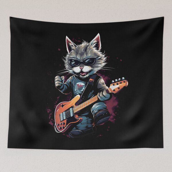 Item preview, Cat rock music guitarist designed and sold by DerSenat.