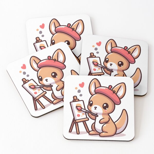 Item preview, Kawaii Kangaroo With Artist'S Beret designed and sold by CanvasCutie.