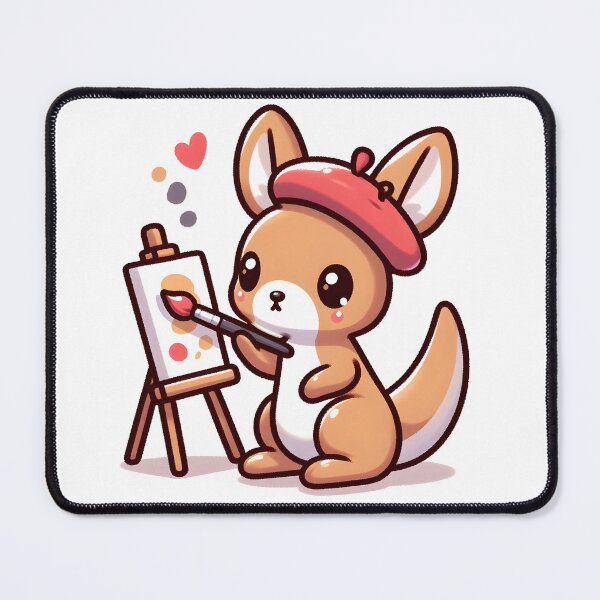 Item preview, Kawaii Kangaroo With Artist'S Beret designed and sold by CanvasCutie.