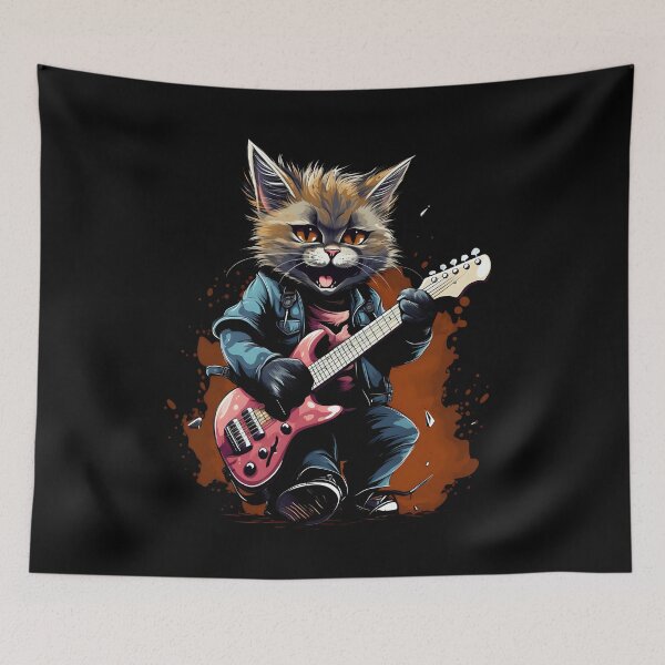 Item preview, Cat rock music guitarist designed and sold by DerSenat.