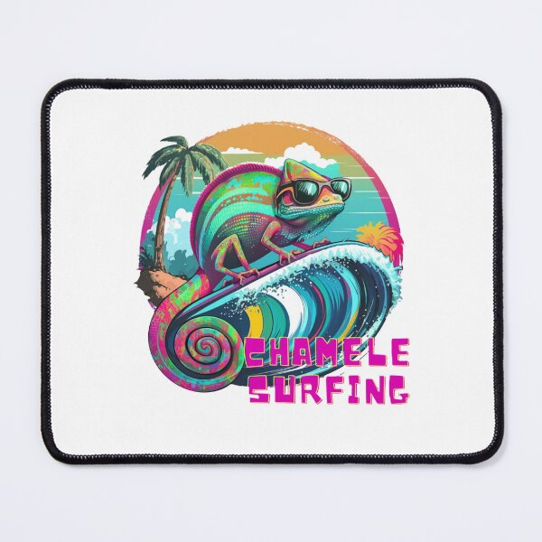 Item preview, Chameleon Surfing Cute Palm waves surfer lovers designed and sold by Vignola7.