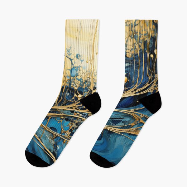 Item preview, Abstract Gold and Blue - Cool and unique painting, vivid, colorful, high quality, dripping designed and sold by slemfiskz.