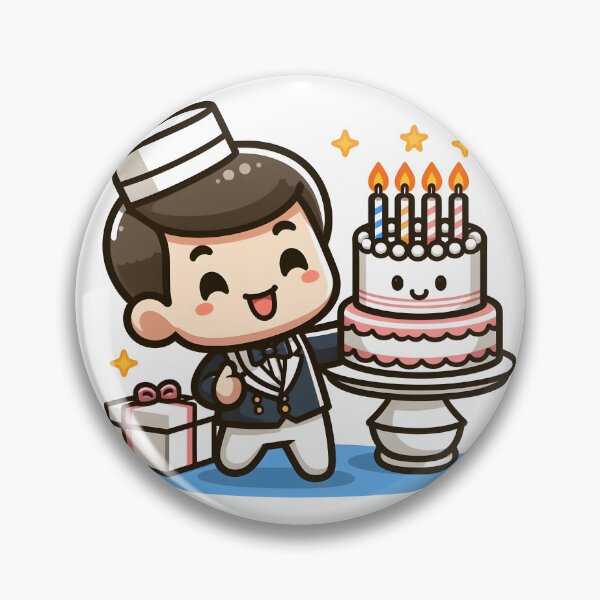 Item preview, Kawaii Waiter With A Birthday Hat And A Joyful Expression designed and sold by CanvasCutie.