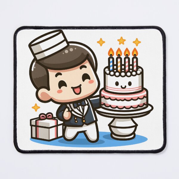 Item preview, Kawaii Waiter With A Birthday Hat And A Joyful Expression designed and sold by CanvasCutie.
