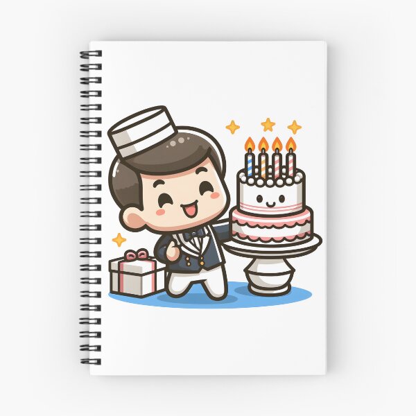 Item preview, Kawaii Waiter With A Birthday Hat And A Joyful Expression designed and sold by CanvasCutie.