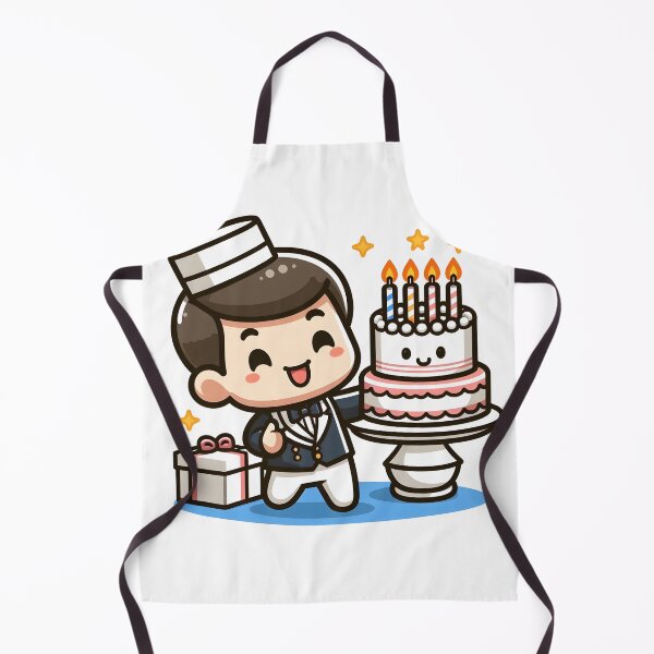Item preview, Kawaii Waiter With A Birthday Hat And A Joyful Expression designed and sold by CanvasCutie.