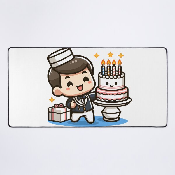 Item preview, Kawaii Waiter With A Birthday Hat And A Joyful Expression designed and sold by CanvasCutie.