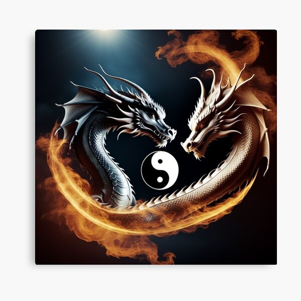WZKTCL Neon Dragon Poster Yin Yang Dragon Phoenix WZKTCL Neon Dragon Poster Yin Yang Dragon Phoenix