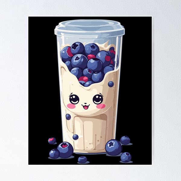 Item preview, Blueberries Cute Milkshake Kawaii Fun designed and sold by LuminOrb.