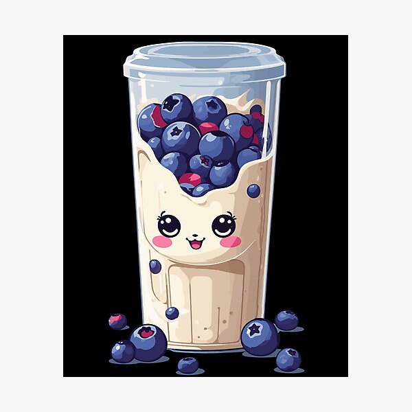 Item preview, Blueberries Cute Milkshake Kawaii Fun designed and sold by LuminOrb.