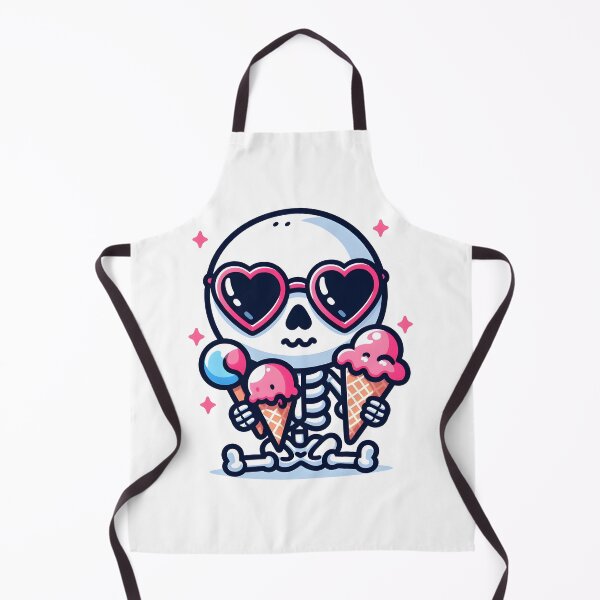 Item preview, Kawaii Whimsical Skeleton Eating Ice Cream With Heart-Shaped Sunglasses designed and sold by CanvasCutie.