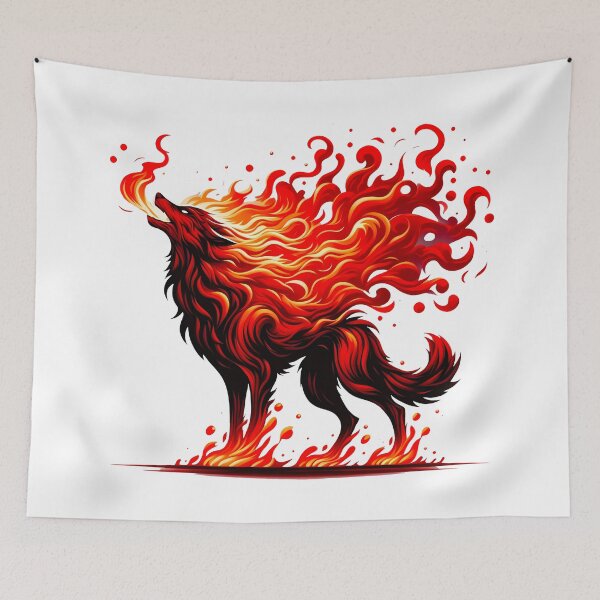Item preview, Fire Wolf Breathing Fire, Ai Generated Art  designed and sold by ACC .