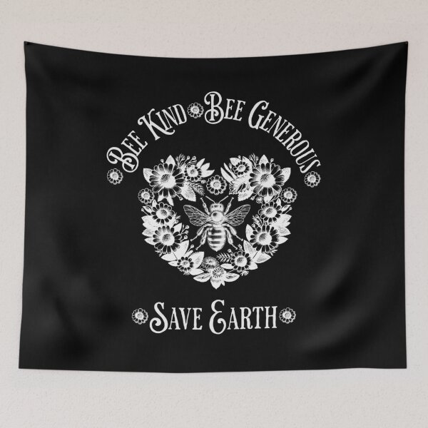 Item preview, Floral Heart with Bee and quote ispirational, Save Earth, monocolor, motivational, save the bee designed and sold by Collagedream.
