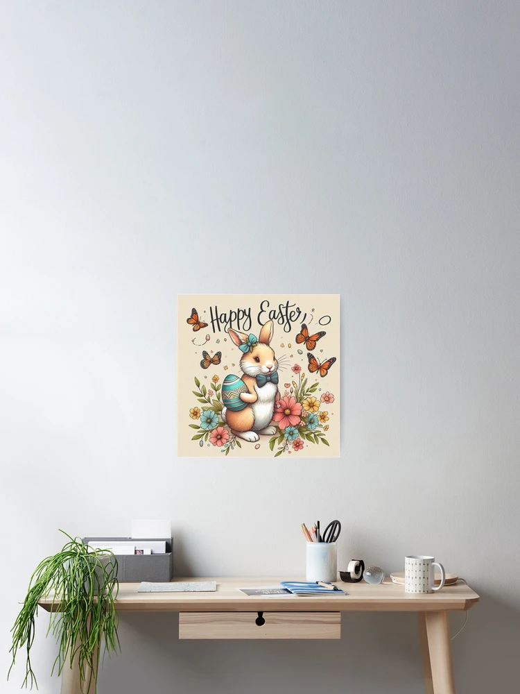 Thumbnail 2 of 3, Poster, Happy Easter Rabbit designed and sold by Hadebest-Design.
