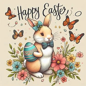 Artwork thumbnail, Happy Easter Rabbit by Hadebest-Design