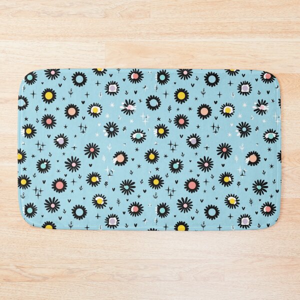 Item preview, Black Flower on Blue texture ; Bohemian Pattern designed and sold by PatternInArt.
