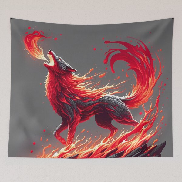 Item preview, Fire Wolf Breathing Fire, Ai Generated Art  designed and sold by ACC .