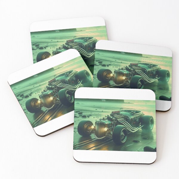 Item preview, Detailed and shiny vintage car parked on a wet, sandy beach. designed and sold by Fredceri01.